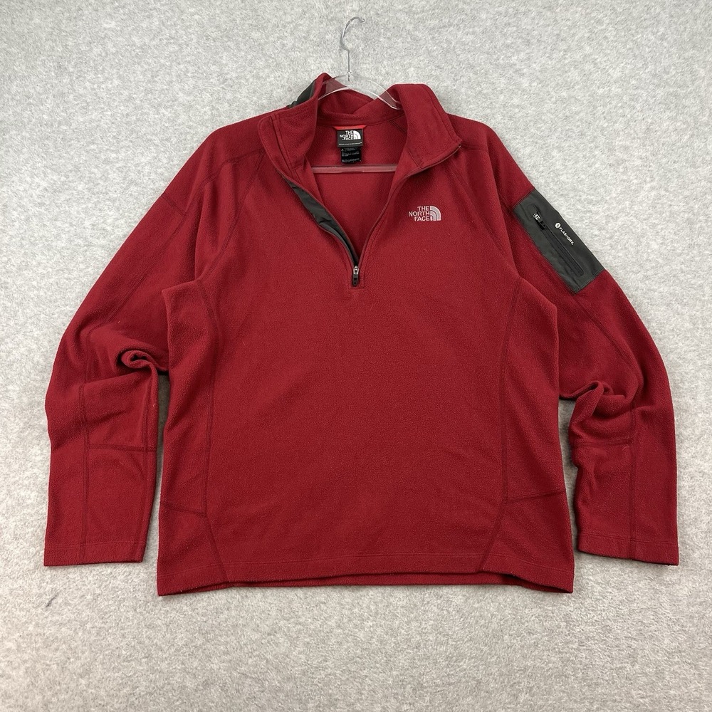 The North Face Flash‎ Dry Red Mens M 1/4 Zip Pullover Fleece Zip Pocket Gorpcore